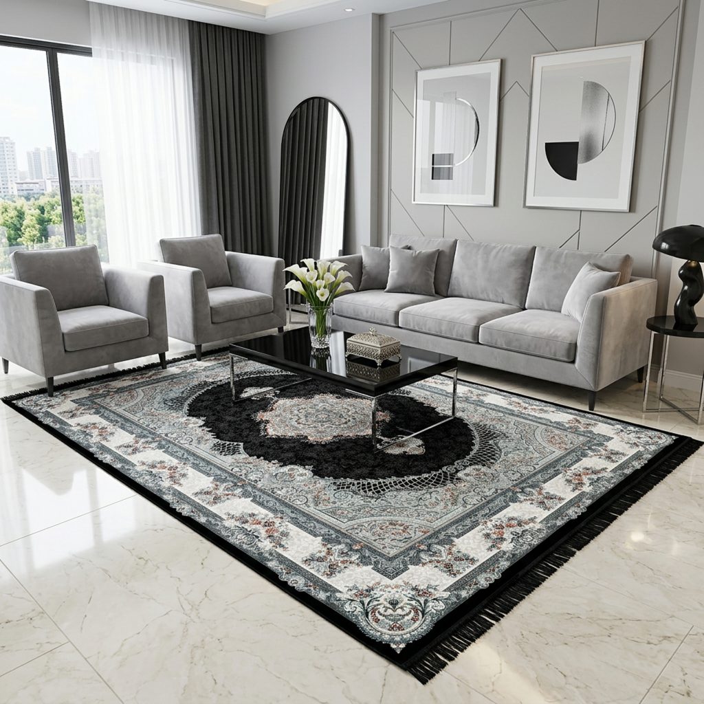 فرش ژاکلین سرمه ای 700شانه ساده