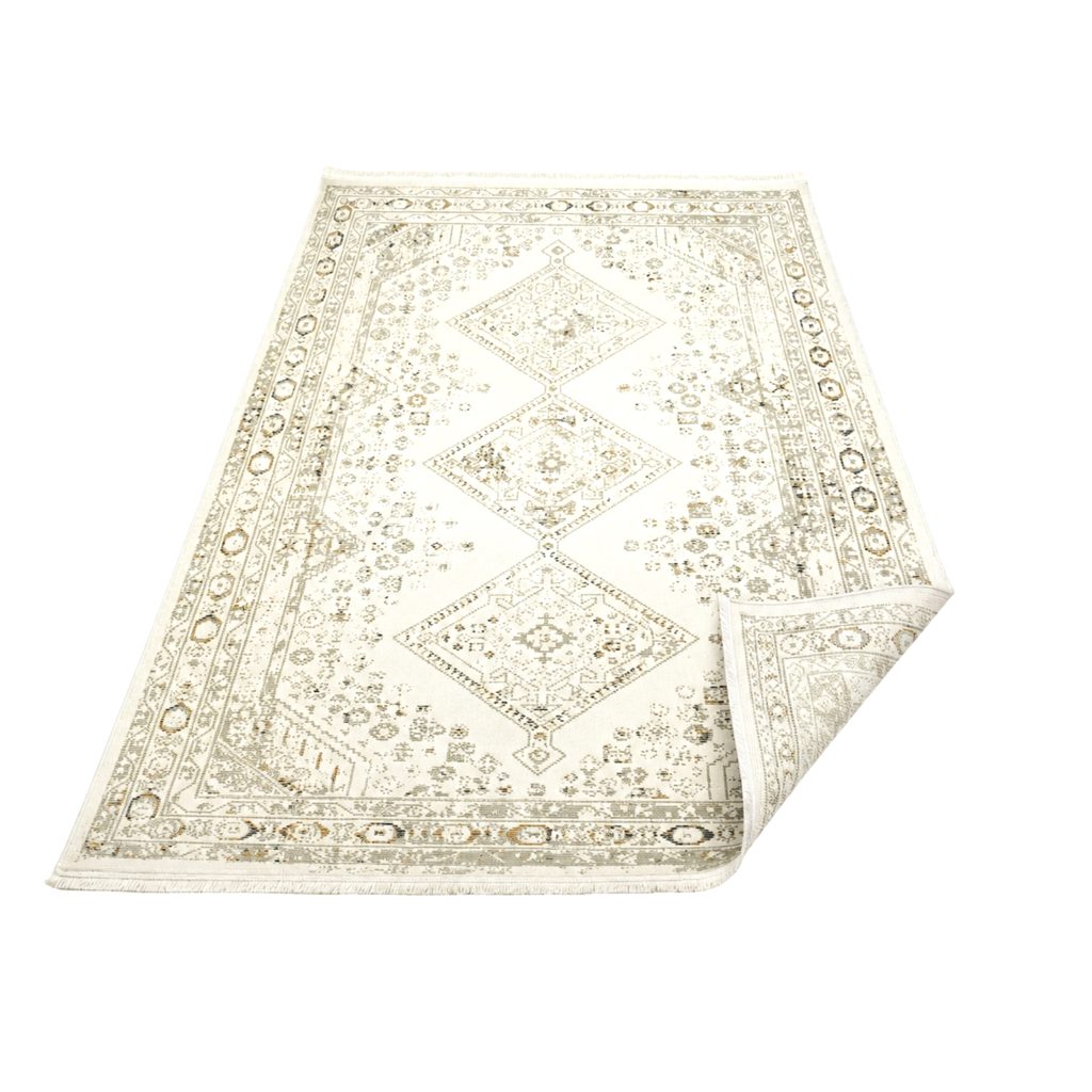 قالیچه 42080 کرم بژ 400شانه طرح 700 ویکرون هایبالک