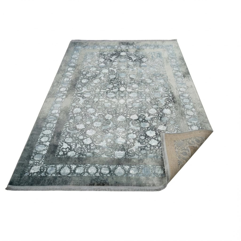 فرش کد 70021 نقره ای طوسی 700شانه ساده